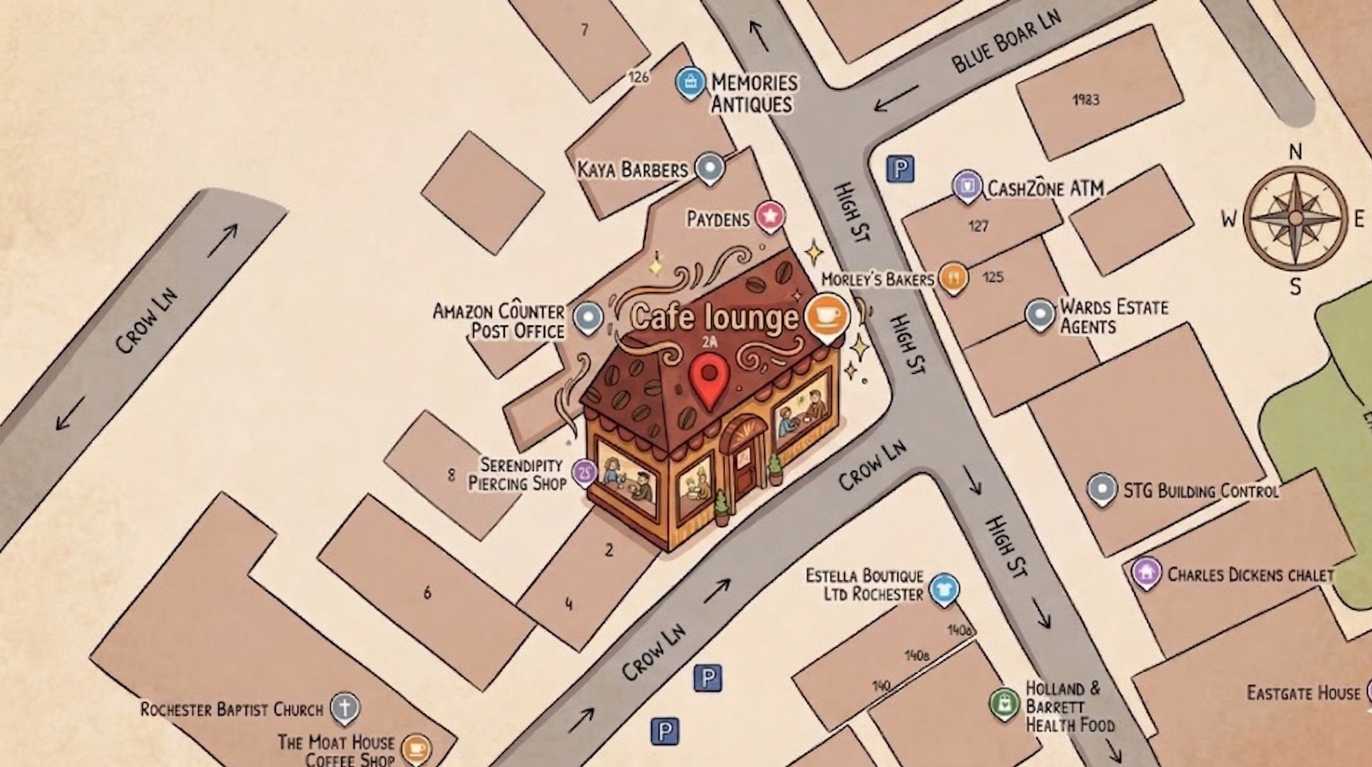 Map location for Cafe Lounge Rochester Lounge branch
