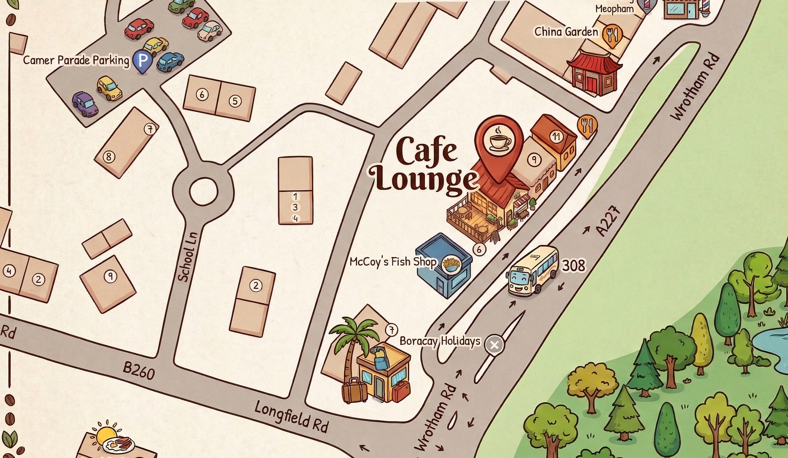 Map location for Cafe Lounge Meopham Lounge branch
